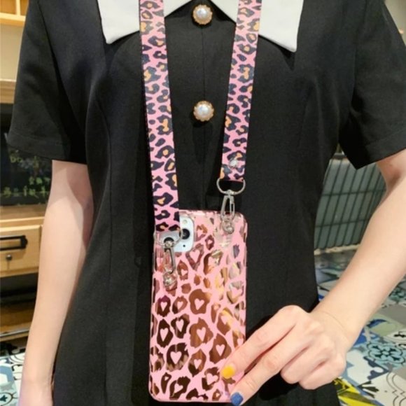 Pink GLAM Animal Print iPhone Case w/Strap or Lanyard - Picture 5 of 10